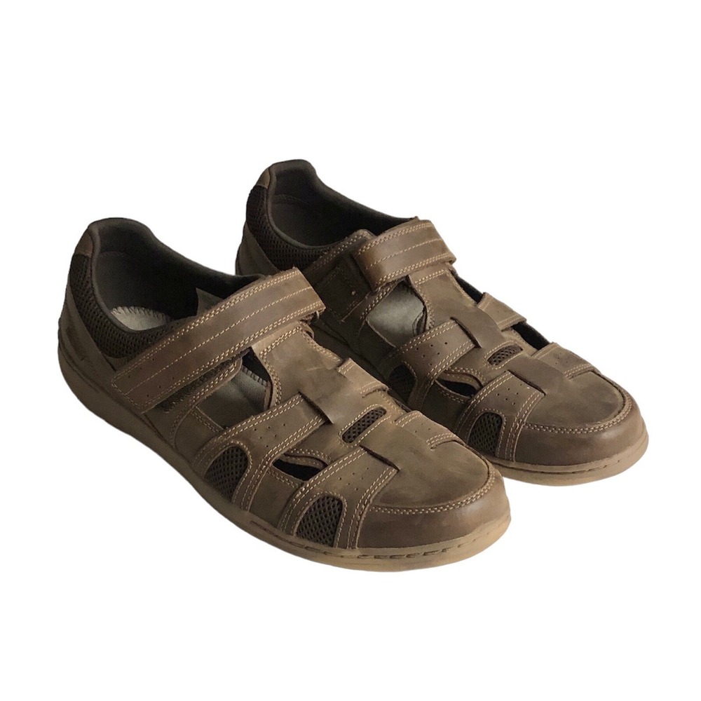 Dunham Mens Comfort Sandals Fitsmart Fisherman Size 16 Brown Leather Boat